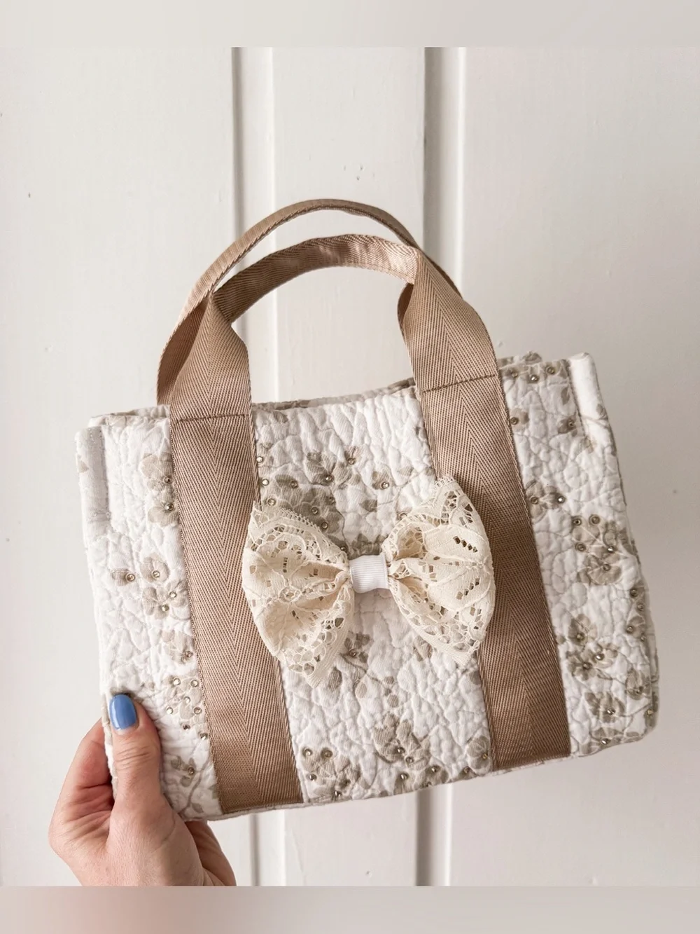 Handmade Upcycled Rhinestone Embellished Mini Hand Bag - Picture 2 of 8